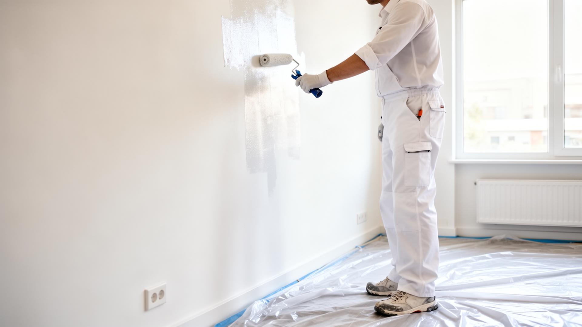 Maler bei sauberer Innenarbeit